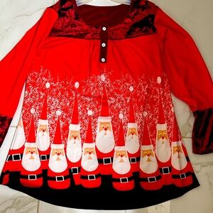 Festive Red Santa Claus Tunic Top